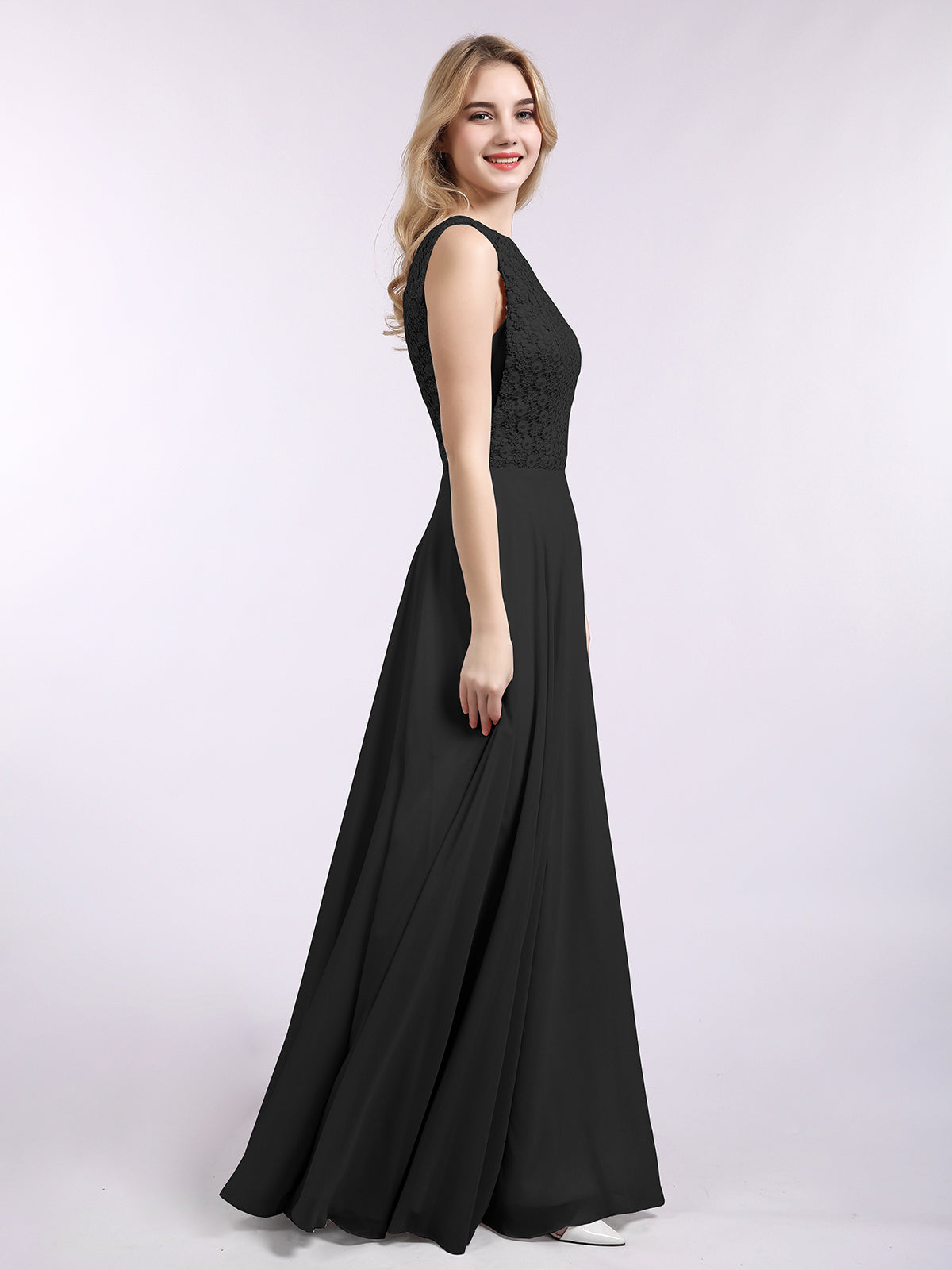 Lace And Chiffon Long Formal Dresses Plum